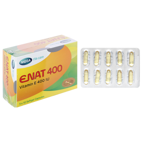 Thuốc Enat 400 bổ sung vitamin E, ngừa lão hóa (3 vỉ x 10 viên)